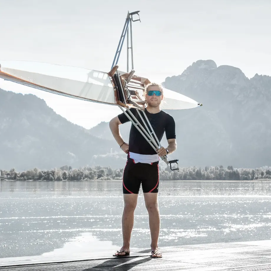 Hendic Pompa mit Einer auf dem Forggensee bei Füssen